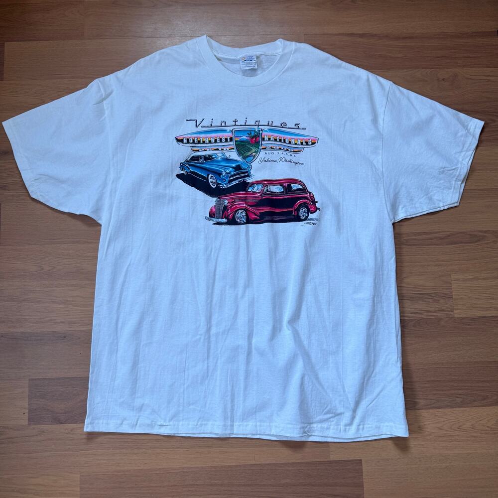 Vintage 2000 Vintiques Northwest Nationals Classic Car Show White Shirt Sz 3XL